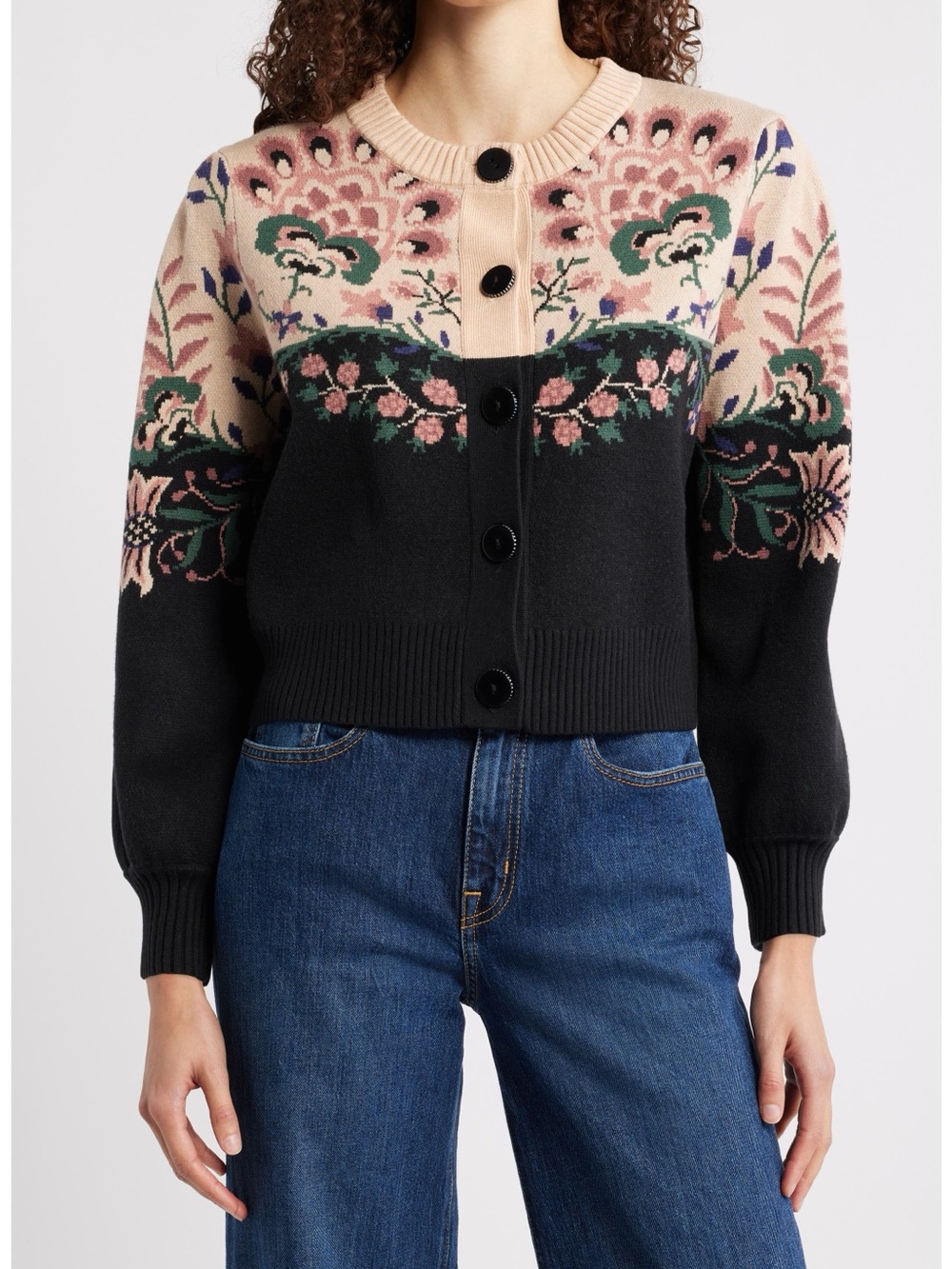 FARM Rio Belle Garden Mixed Knit Cardigan size Medium - Picture 3 of 14
